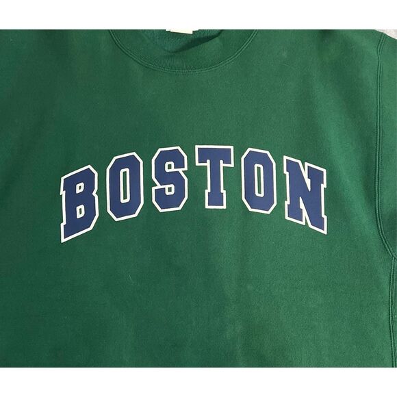 Women’s Crewneck “Boston” Pullover Sweatershirt Green XL - Picture 9 of 9